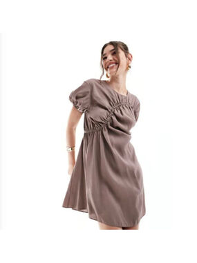 Women's ASOS DESIGN Brown Ruched Mini Dress Plus Size 12